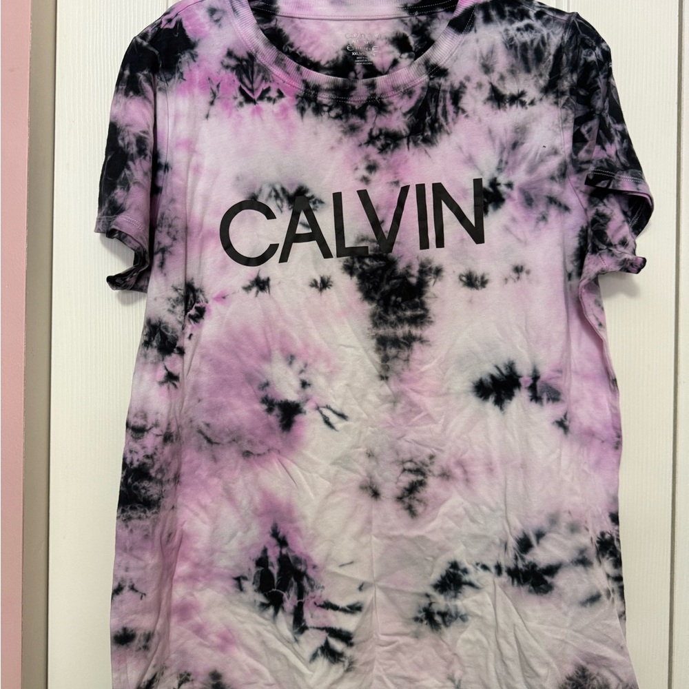 Calvin Klein Tie-Dye Short Sleeve Tee - Pink and Black